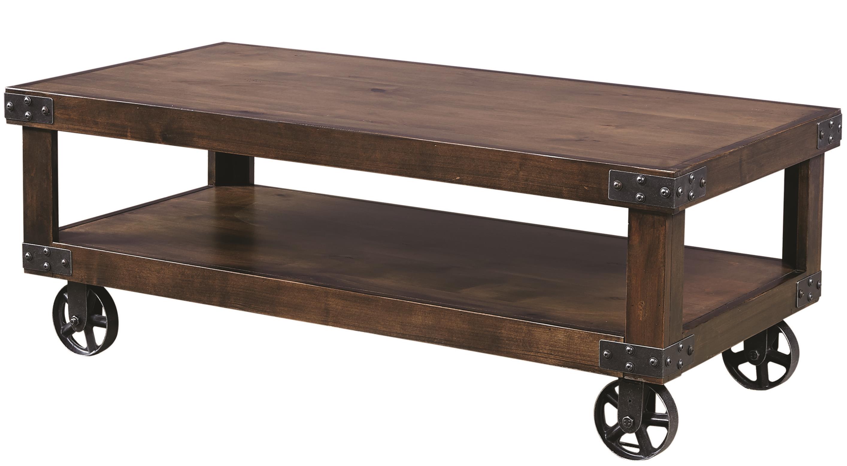 Aspenhome Industrial Cocktail Table with Shelf Belfort Furniture